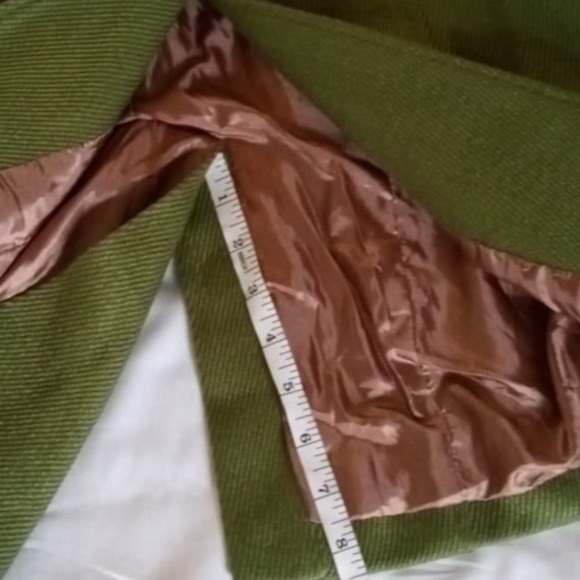 Avocado Green Corduroy Coat with Faux Fur Collar - Picture 11 of 15